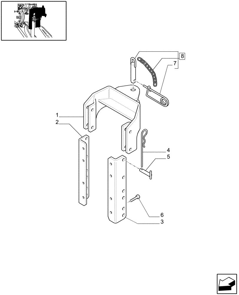 Схема запчастей Case IH JX1085C - (1.89.3/03) - (VAR.891) FIXED HOOK, CAT. "C" D=29MM - PARTS (09) - IMPLEMENT LIFT