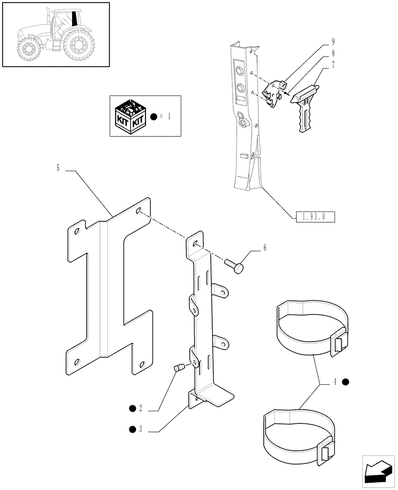 Схема запчастей Case IH PUMA 165 - (1.90.7) - FIRE EXTINGUISHER PREDISPOSITION AND EMERGENCY EXIT HAMMER - D6514 (10) - OPERATORS PLATFORM/CAB