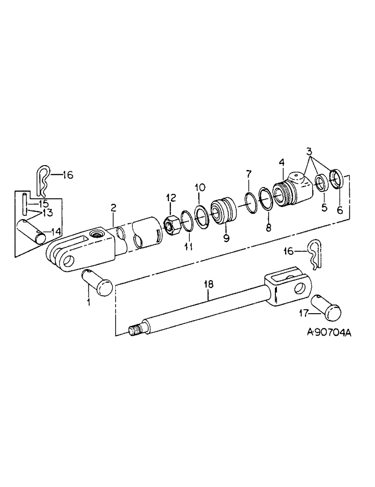 Схема запчастей Case IH 82-SERIES - (B-34) - HYDRAULIC CYLINDER, 2 X 8 IN. SINGLE ACTING 