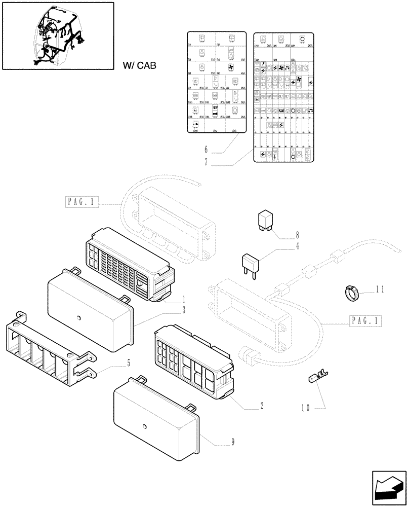 Схема запчастей Case IH MAXXUM 100 - (1.91.4[02]) - FUSEBOX & RELATED PARTS (10) - OPERATORS PLATFORM/CAB