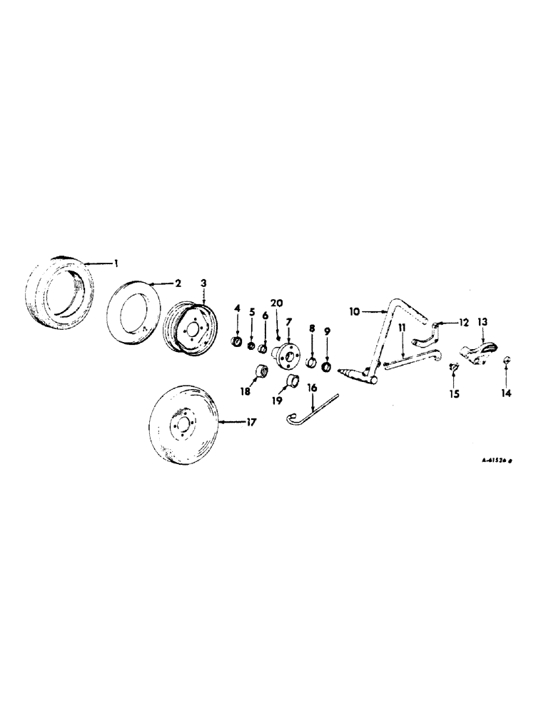 Схема запчастей Case IH 411 - (V-17) - REAR FURROW WHEELS, TRIP BEAM, 1960 TO 1964 