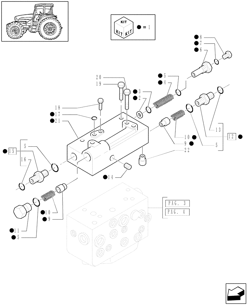 Схема запчастей Case IH MXU115 - (1.80.7[05]) - PTO, CLUTCH - VALVE AND RELEVANT PARTS - C5806 (07) - HYDRAULIC SYSTEM