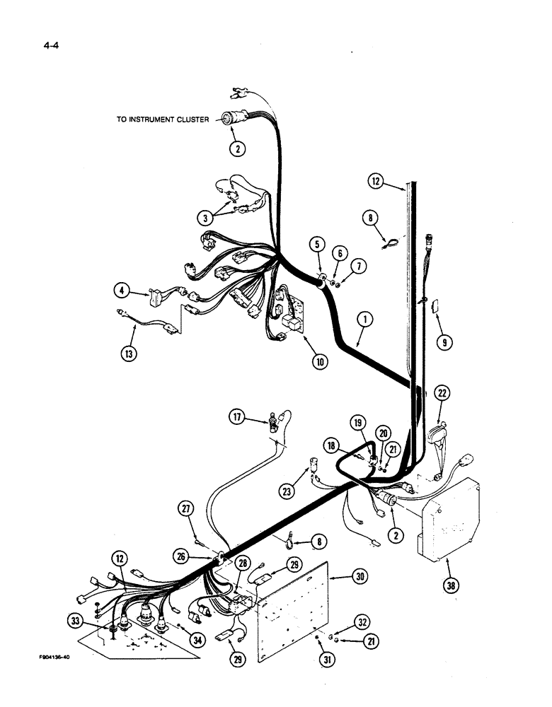 Схема запчастей Case IH 9270 - (4-004) - LOWER CAB HARNESS POWER SHIFT TRACTOR, PRIOR TO P.I.N. JCB0028400 (04) - ELECTRICAL SYSTEMS