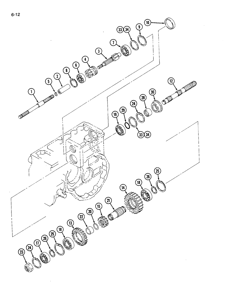 Схема запчастей Case IH 1120 - (6-12) - MECHANICAL TRANSMISSION PTO SHAFT AND GEARS (06) - POWER TRAIN