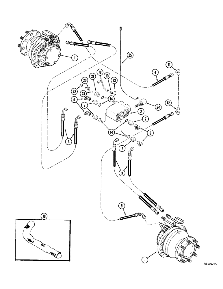 Схема запчастей Case IH 1680 - (5-56) - AXLE HYDRAULIC MOTOR SYSTEM, POWER GUIDE AXLE, P.I.N. JJC0044001 AND AFTER (04) - STEERING