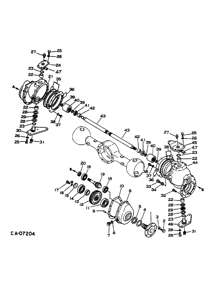 Схема запчастей Case IH 284 - (07-24) - DRIVE TRAIN, FRONT AXLE, ALL WHEEL DRIVE, DIESEL ENGINE TRACTORS (04) - Drive Train