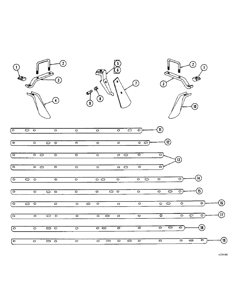 Схема запчастей Case IH B-SERIES - (68) - DISK SCRAPERS, FRONT AND REAR, 9-5/16 INCH SPACING, B139 B159 