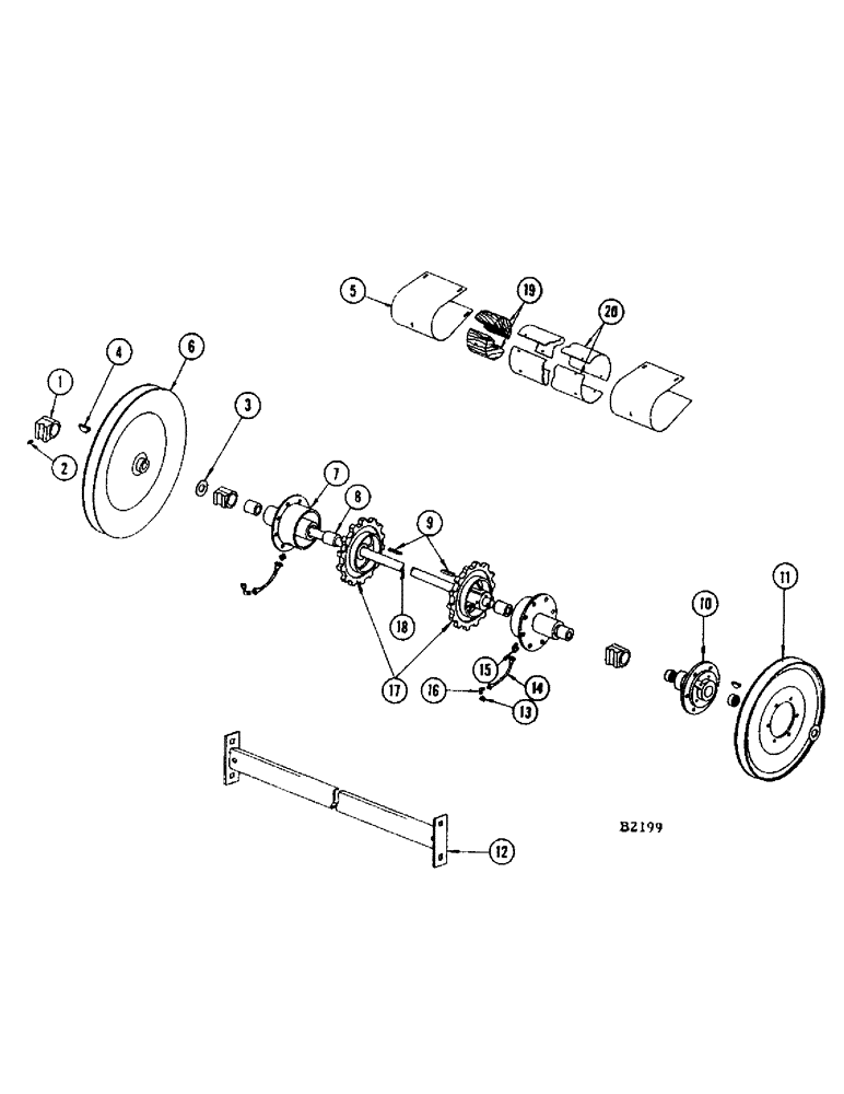 Схема запчастей Case IH 400 - (028) - UPPER FEED RAKE SHAFT (58) - ATTACHMENTS/HEADERS