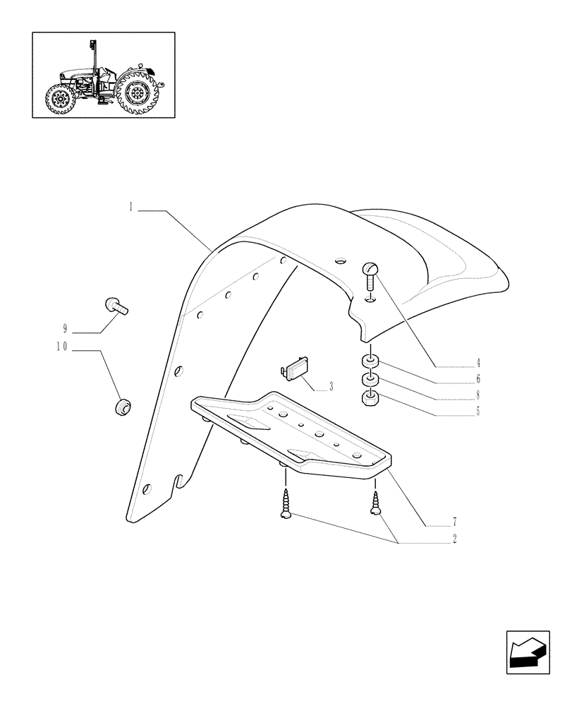 Схема запчастей Case IH JX1075C - (1.92.87[03]) - MUDGUARDS AND FOOTBOARDS (10) - OPERATORS PLATFORM/CAB