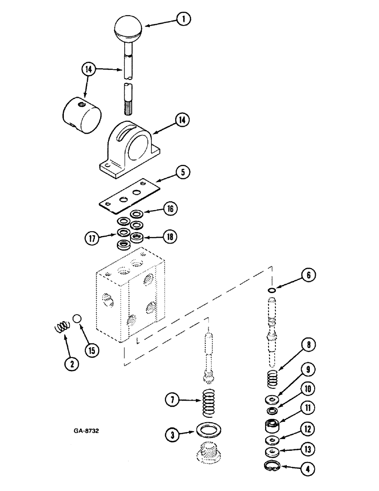 Схема запчастей Case IH 633 - (8-532) - SINGLE ACTING CONTROL VALVE (08) - HYDRAULICS