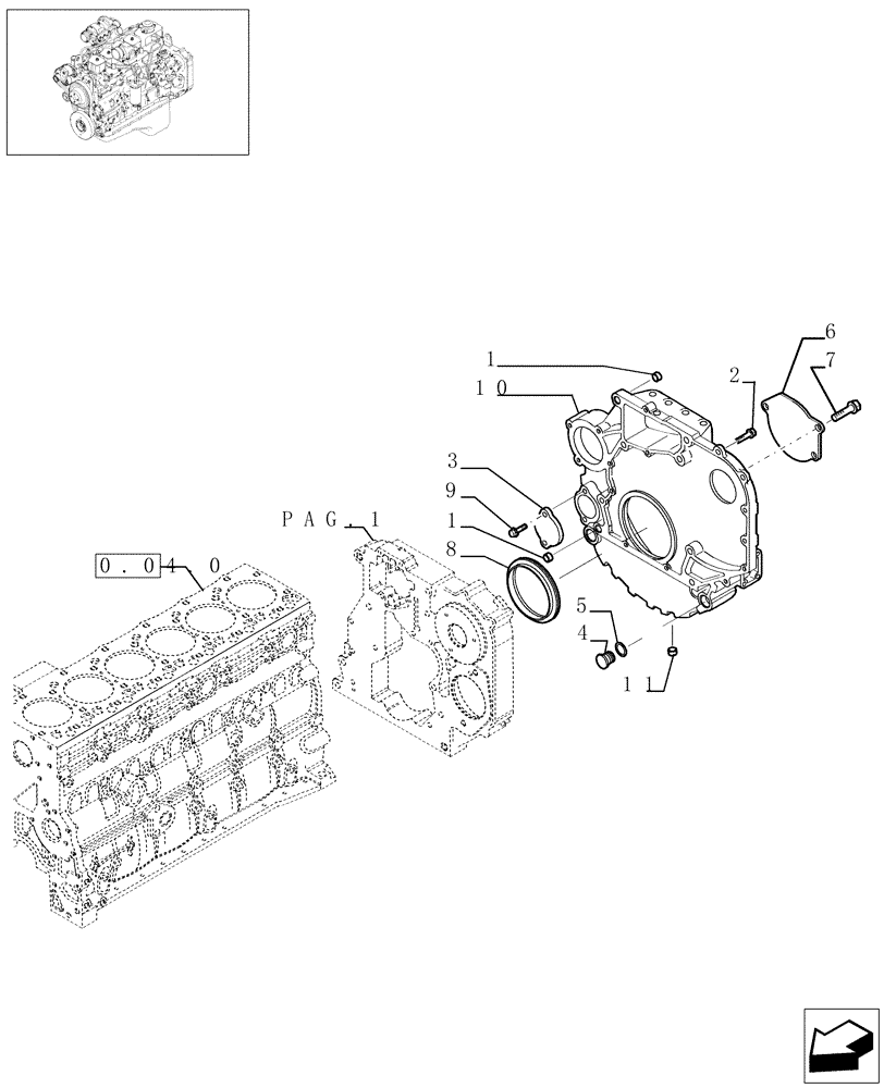 Схема запчастей Case IH PX140 - (0.04.3[03]) - CRANKCASE COVERS (504069663) (02) - ENGINE