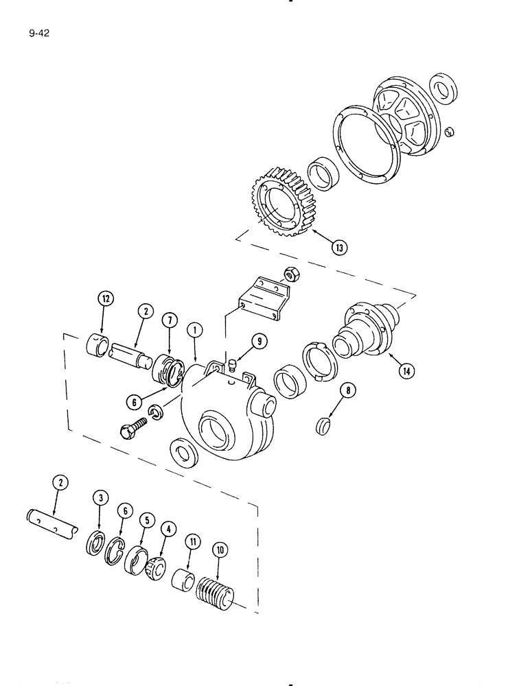 Схема запчастей Case IH 595 - (9-42) - APRON DRIVE GEAR CASE AND SUPPORT (09) - CHASSIS/ATTACHMENTS