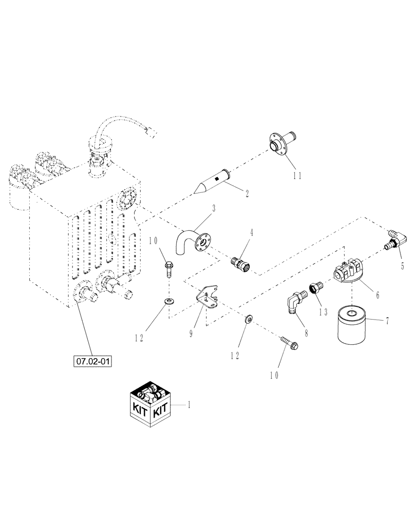 Схема запчастей Case IH WDX1002S - (07.02[2]) - AUXILIARY HYDRAULIC FILTER KIT (07) - HYDRAULIC SYSTEM