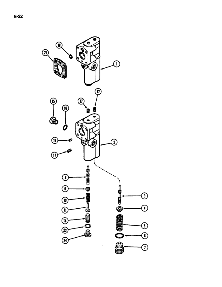 Схема запчастей Case IH 1844 - (8-22) - HYDRAULIC PUMP COMPENSATOR (07) - HYDRAULICS