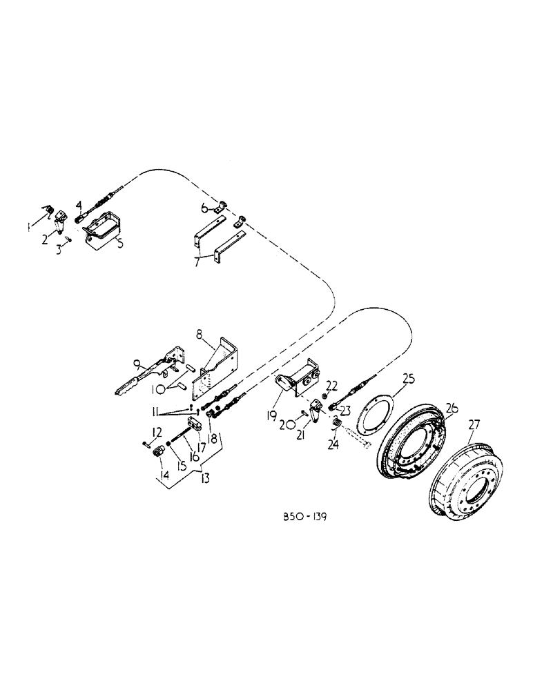 Схема запчастей Case IH 258 - (04-008) - DRUM BRAKE ATTACHMENT, HAND-OPERATED (5.1) - BRAKES