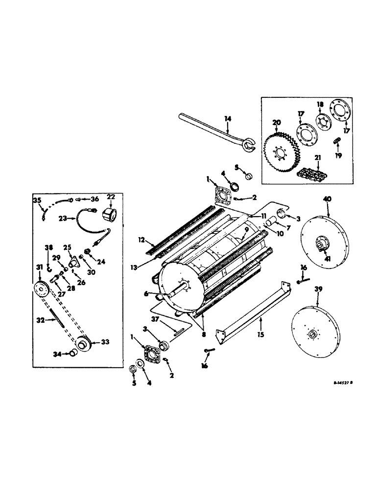 Схема запчастей Case IH 815 - (R-13) - SEPARATOR, CYLINDER, CYLINDER SLIP CLUTCH AND SPEED INDICATOR Separation