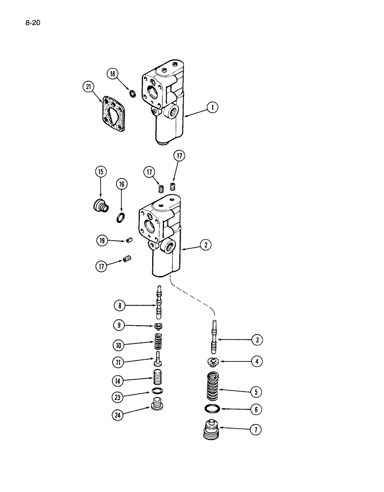 Схема запчастей Case IH 1844 - (8-20) - HYDRAULIC PUMP COMPENSATOR (07) - HYDRAULICS