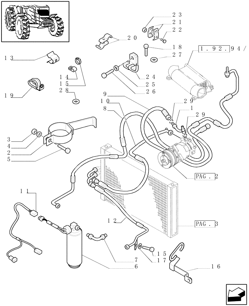 Схема запчастей Case IH JX1060C - (0.88.0[03A]) - (VAR.577-608) AIR CONDITIONING - FILTER AND BRACKET - D5034 (01) - ENGINE