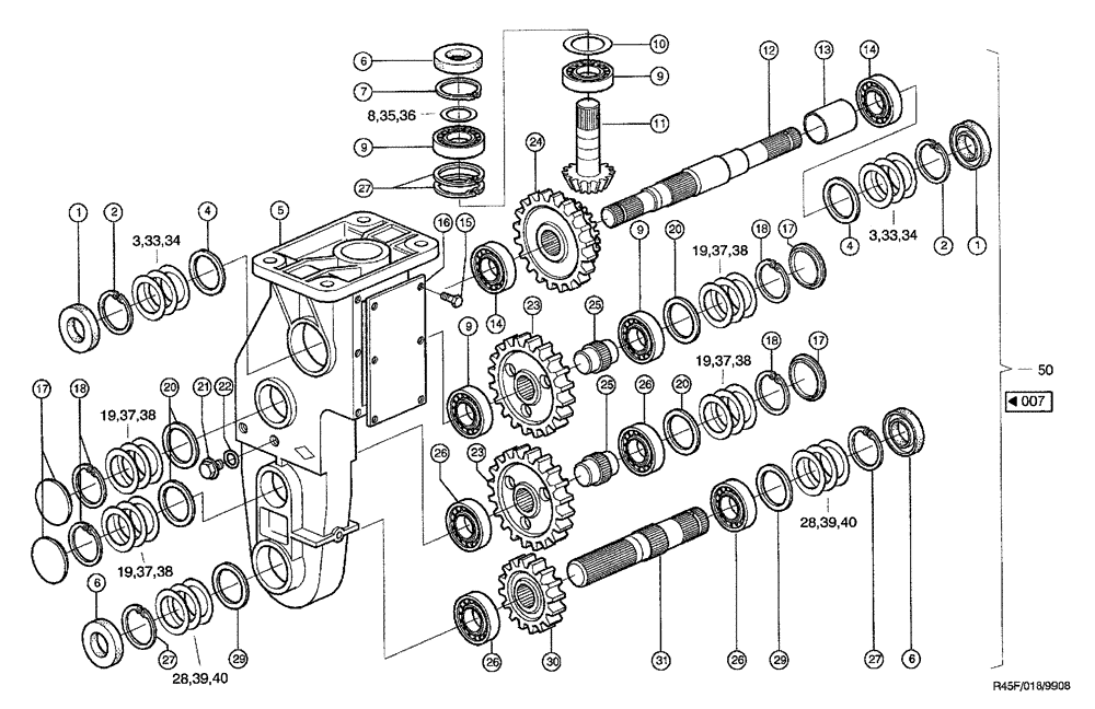 Схема запчастей Case IH RU450 - (0018) - MAIN GEARBOX (58) - ATTACHMENTS/HEADERS