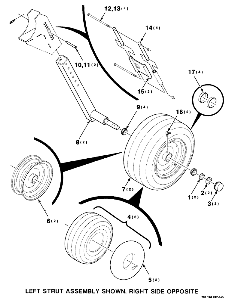 Схема запчастей Case IH 425 - (7-32) - STRUT AND GAUGE WHEEL ASSEMBLIES (58) - ATTACHMENTS/HEADERS