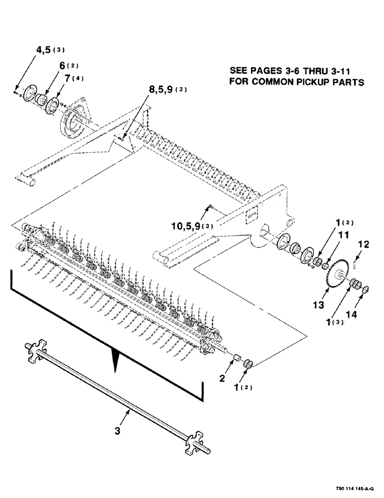 Схема запчастей Case IH 8465T - (3-04) - PICKUP ASSEMBLY, WITH HEX SHAFT ONLY, SERIAL NUMBER CFH0074001 THROUGH CFH0074011 Pickup