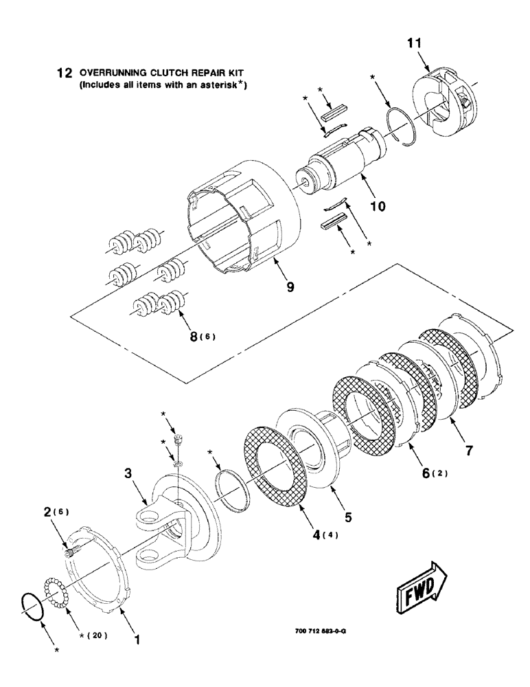 Схема запчастей Case IH 8309 - (2-14) - OVERRUNNING FRICTION CLUTCH ASSEMBLY, 1000 RPM, 700712683 OVERRUNNING FRICTION CLUTCH COMPLETE (31) - IMPLEMENT POWER TAKE OFF