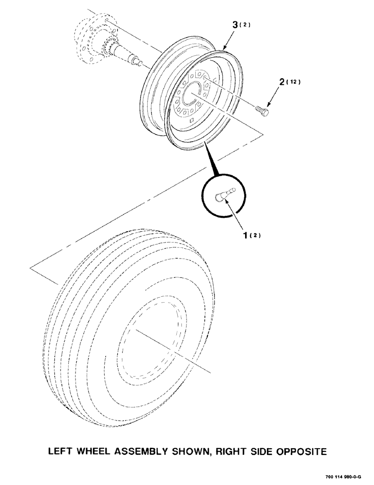 Схема запчастей Case IH 8312 - (7-24) - WHEEL ASSEMBLY (44) - WHEELS