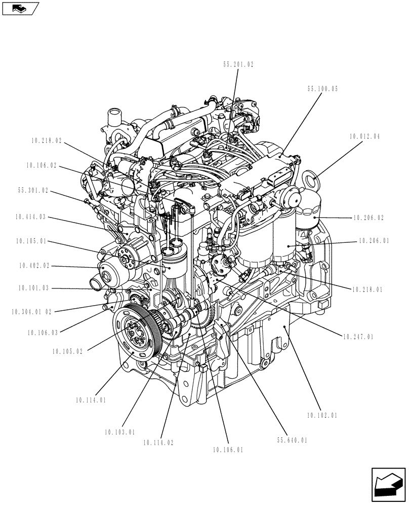 Схема запчастей Case IH F5DFL413A A001 - (10.000.01[01]) - PICTORIAL INDEX - ENGINE (5801390419) (10) - ENGINE