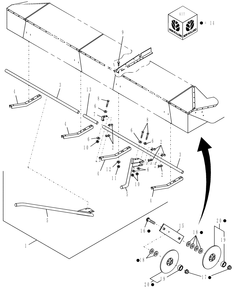 Схема запчастей Case IH RD162 - (60.620.05) - DIA., PUSHBAR DIVIDER BUNDLE & ROLLING CROP DIVIDER (60) - PRODUCT FEEDING