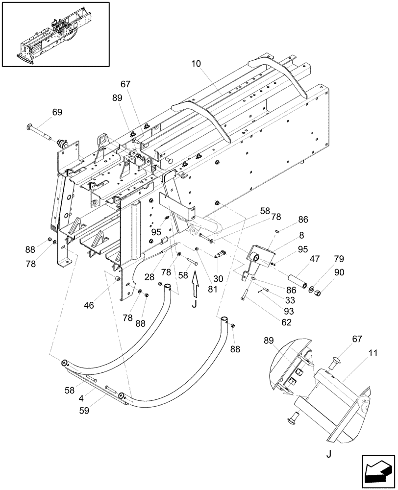 Схема запчастей Case IH SB521 - (62.140.03) - BALE TENSION RAIL & NEEDLE YOKE GUARD (62) - PRESSING - BALE FORMATION