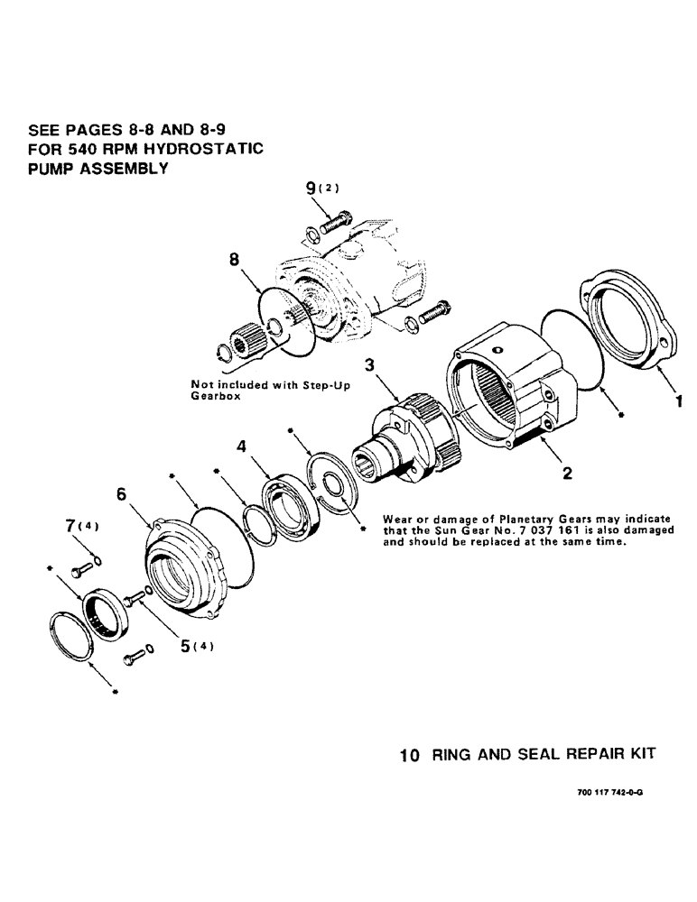 Схема запчастей Case IH 8360 - (2-02) - GEARBOX STEP UP ASSEMBLY, 540 RPM PUMP (09) - CHASSIS