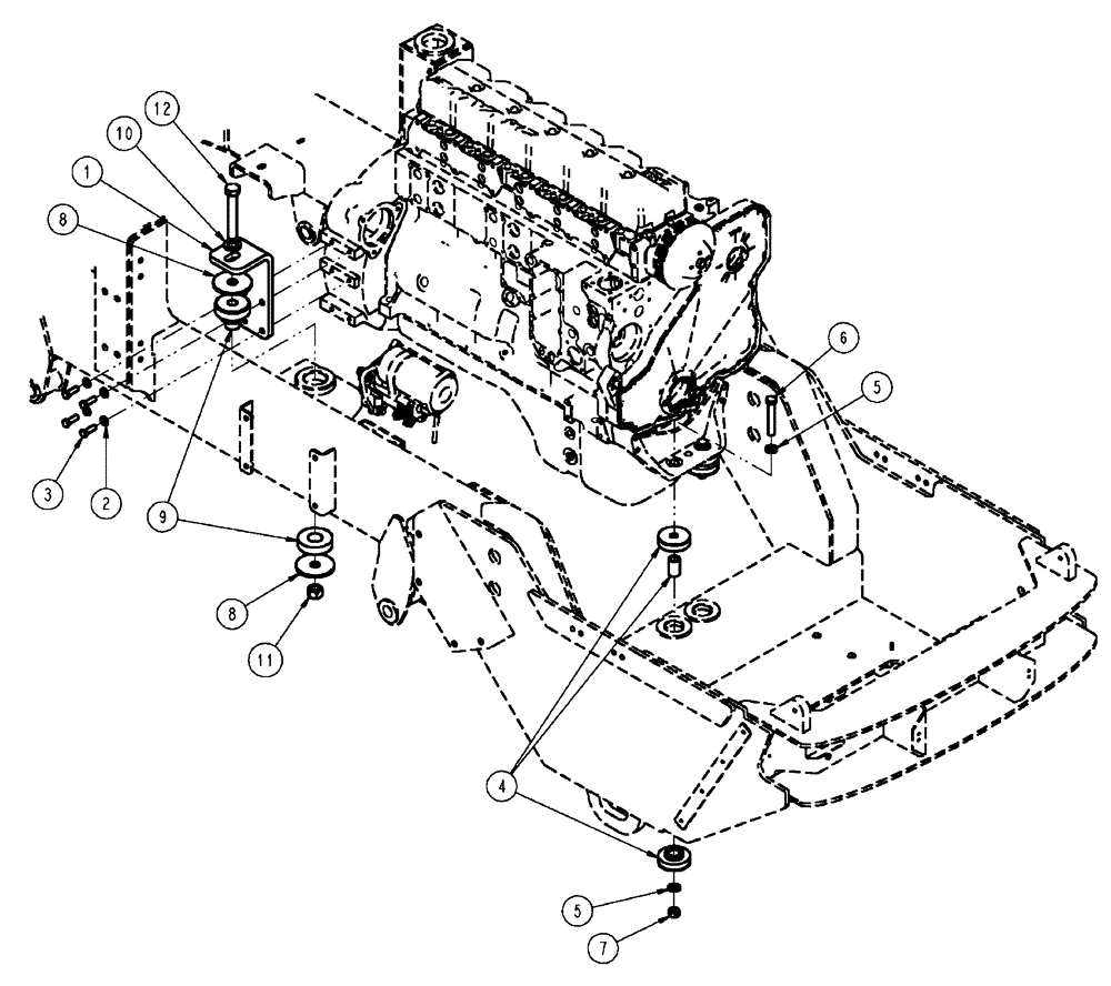 Схема запчастей Case IH FLX4510 - (02-003[01]) - ENGINE MOUNT GROUP (01) - ENGINE