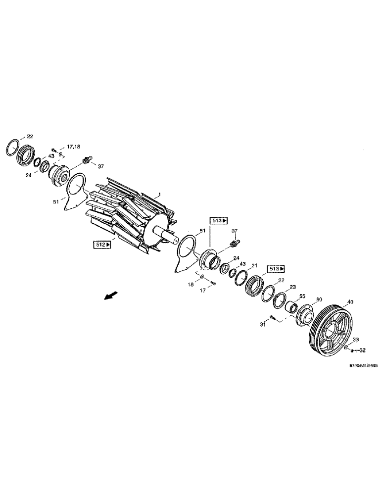 Схема запчастей Case IH 8790 - (095) - CHOPPING UNIT, CHOPPING CYLINDER, GRASS, COMPLETE (64) - CHOPPING