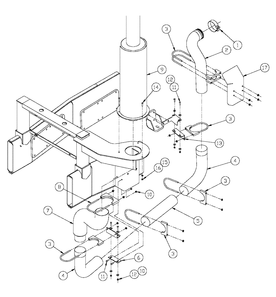 Схема запчастей Case IH FLX3330B - (02-050) - AIR EXHAUST GROUP (FLX3300B CASE ENGINE) (01) - ENGINE