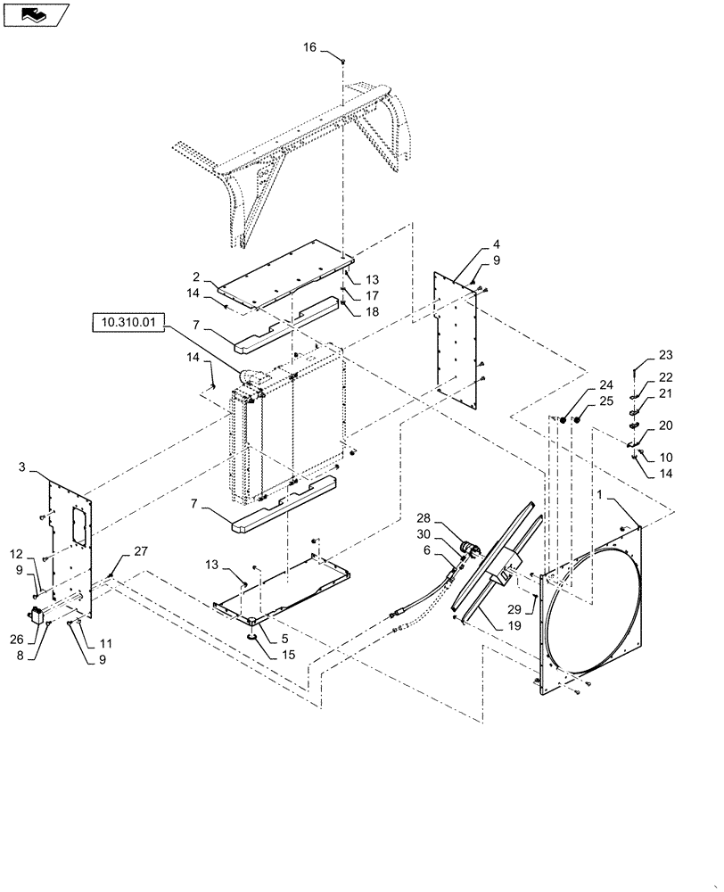 Схема запчастей Case IH 635 - (74.141.24[01]) - REAR COOLER BOX AND SUPPORTS (74) - CLEANING