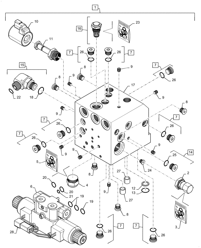 Схема запчастей Case IH MAGNUM 180 - (41.200.08) - VALVE ASSEMBLY, AUTOGUIDANCE WITH POWERSHIFT TRANSMISSION (41) - STEERING