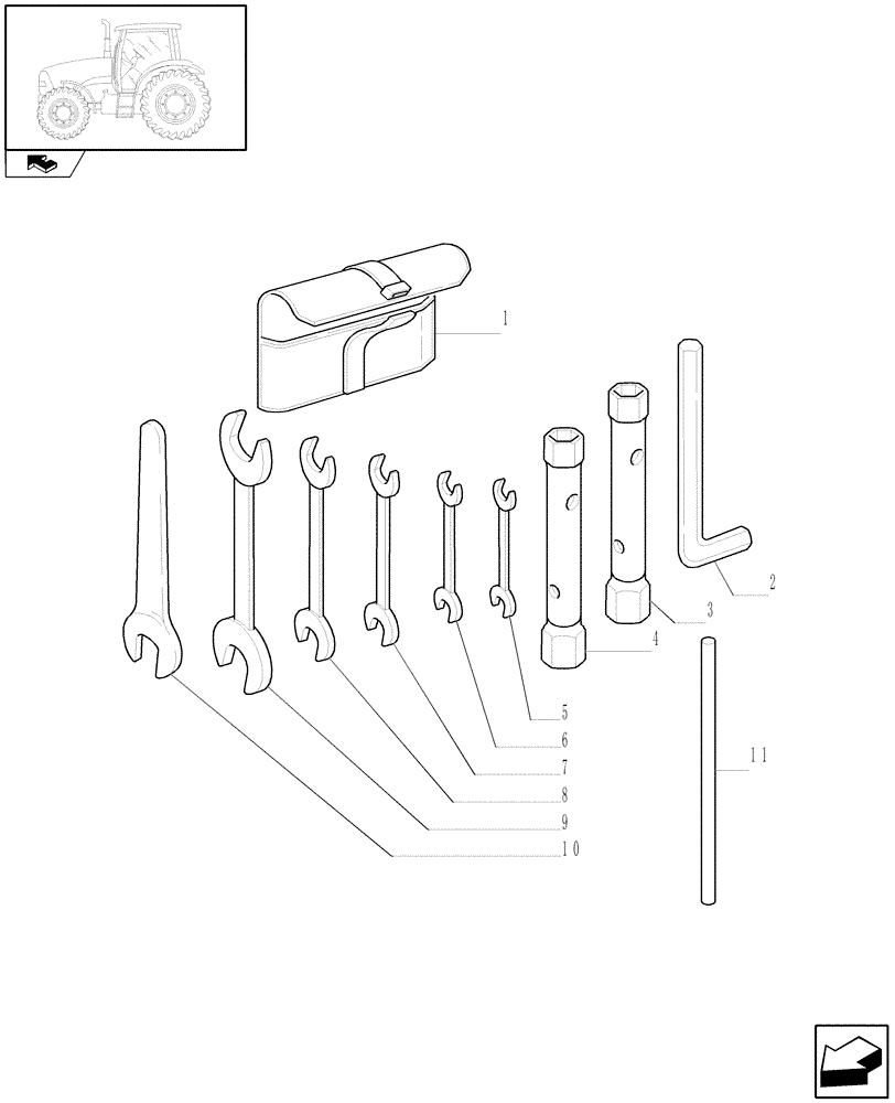 Схема запчастей Case IH PUMA 115 - (1.99.2) - SET OF TOOLS (VAR.330996) (10) - OPERATORS PLATFORM/CAB