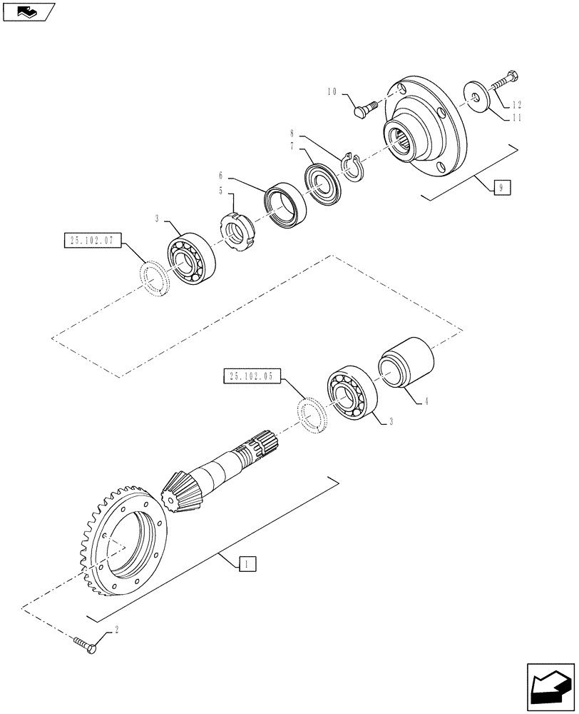 Схема запчастей Case IH PUMA 145 - (25.102.04) - VAR - 330414, 330427 - CL.3 SUSPENDED FRONT AXLE - RING & PINION (25) - FRONT AXLE SYSTEM