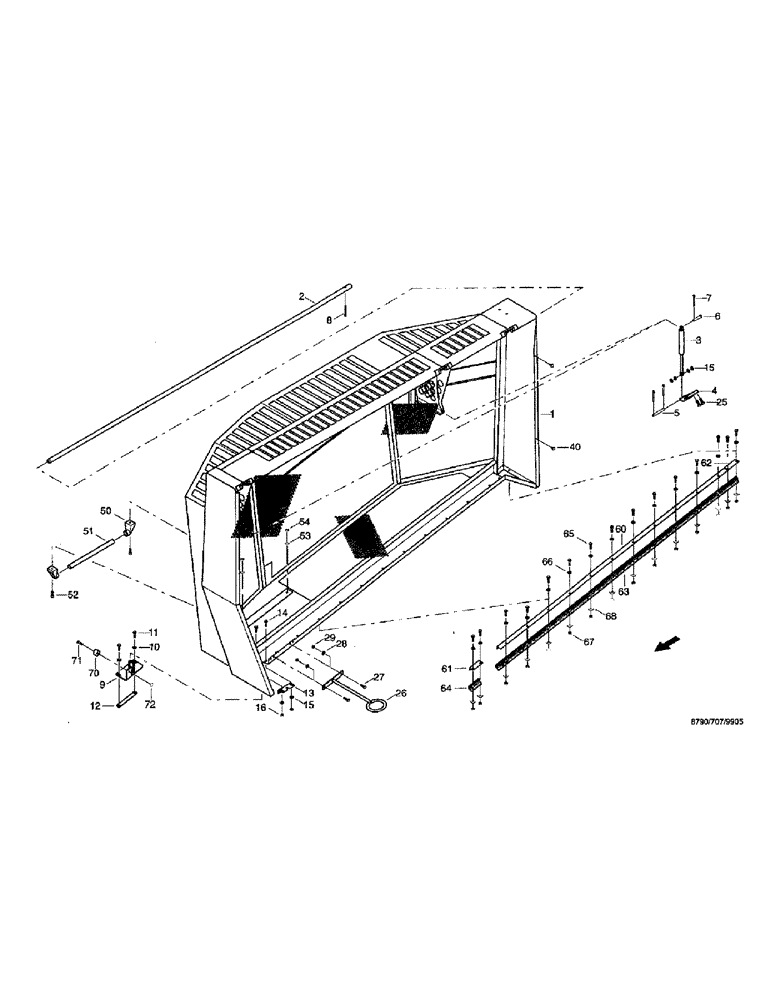 Схема запчастей Case IH 8790 - (158) - TRIM, SIDE FLAP RIGHT (90) - PLATFORM, CAB, BODYWORK AND DECALS