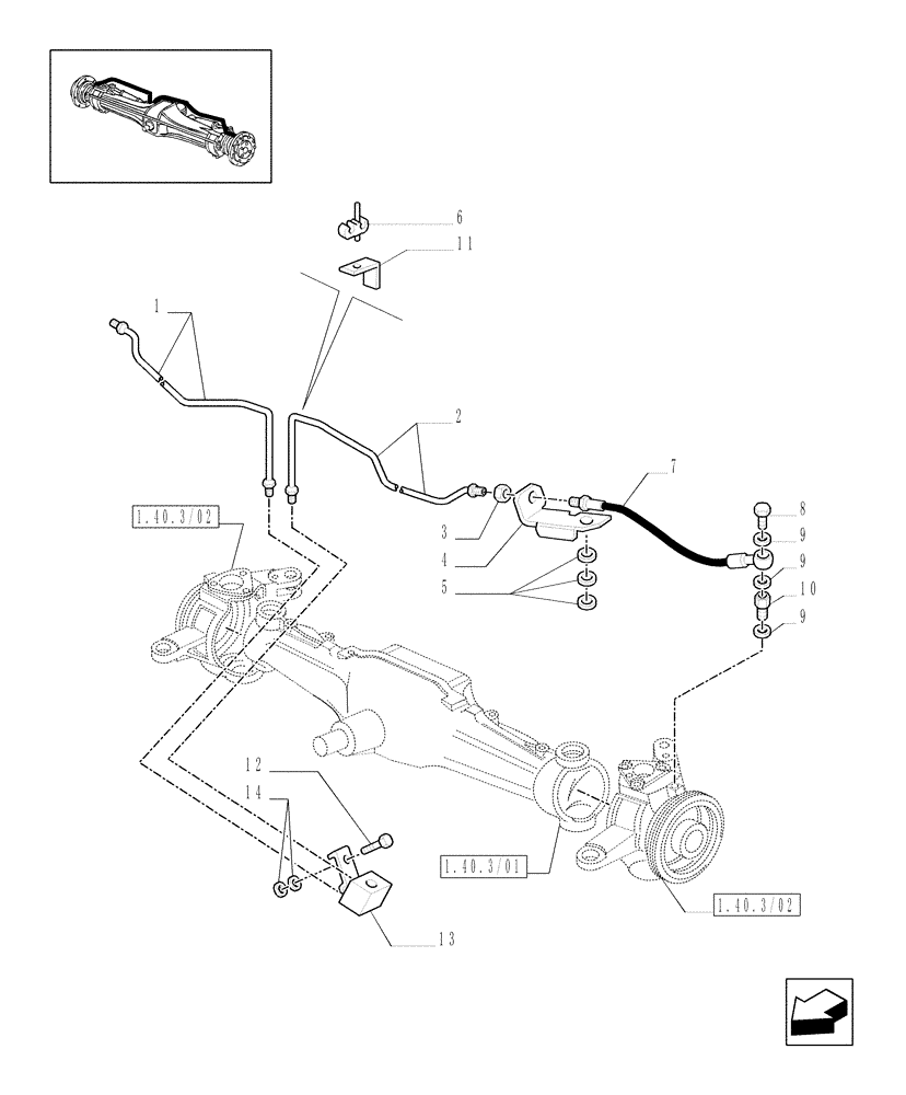 Схема запчастей Case IH MXU100 - (1.40.3/14[03]) - (VAR.359) 4WD FRONT AXLE WITH BRAKES WITH TERRALOCK - BRAKES (04) - FRONT AXLE & STEERING