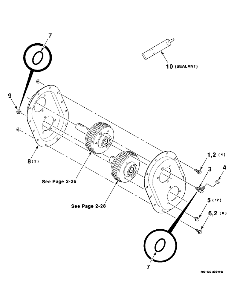 Схема запчастей Case IH 8850 - (2-24) - GEARBOX ASSEMBLY (58) - ATTACHMENTS/HEADERS