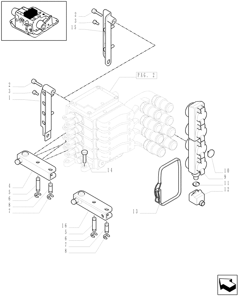 Схема запчастей Case IH MXU110 - (1.82.7/03[01]) - (VAR.255) 4 CONTROL VALVES WITH TRAILER BRAKE VALVE AND ASSOCIATED PARTS (07) - HYDRAULIC SYSTEM