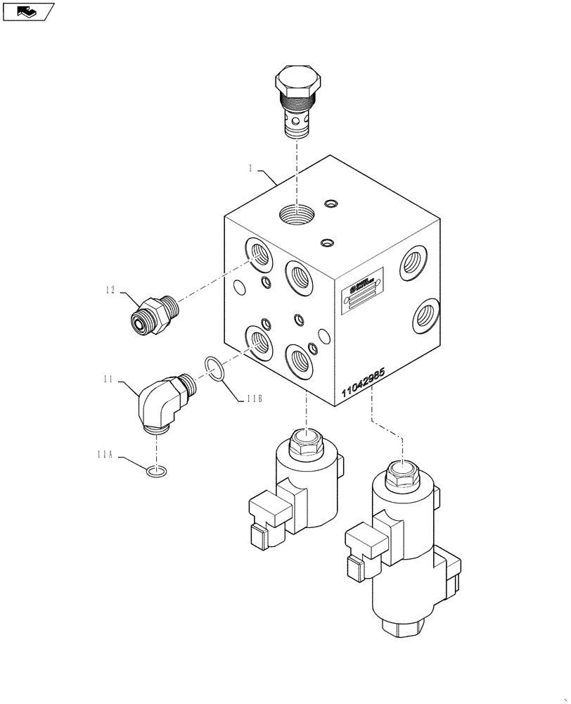 Схема запчастей Case IH 4420 - (06-040[01]) - VALVE, 2-BANK W/O FITTINGS, BEGINNING 01/2009 Hydraulic Plumbing