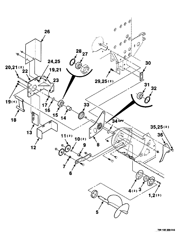 Схема запчастей Case IH RS551 - (2-28) - STUFFER, AUGER AND DRIVE ASSEMBLIES, RIGHT Driveline