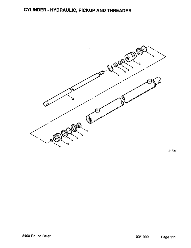 Схема запчастей Case IH 8460 - (111) - CYLINDER, HYDRAULIC, PICKUP AND THREADER (07) - HYDRAULICS