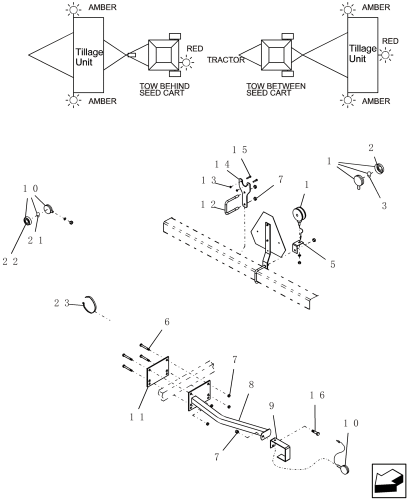 Схема запчастей Case IH PTX600 - (3.020.1) - SAFETY/TRANSPORT LIGHTING BRACKETS (BSN CBJ0014092) Electrical/Electronics