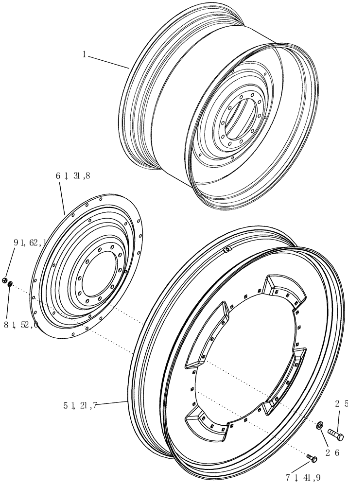 Схема запчастей Case IH MX285 - (06-54) - SOLID STEEL REAR WHEELS (06) - POWER TRAIN