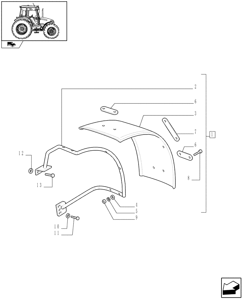 Схема запчастей Case IH FARMALL 90 - (1.43.0) - 2WD FRONT MUDGUARDS - 240 MM. (VAR.338860) (04) - FRONT AXLE & STEERING