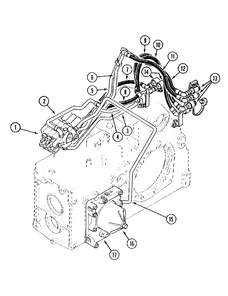 Схема запчастей Case IH 595 - (1-26) - PICTORIAL INDEX, REMOTE AUXILIARY CONTROL VALVES, TRACTOR WITHOUT CAB (00) - PICTORIAL INDEX