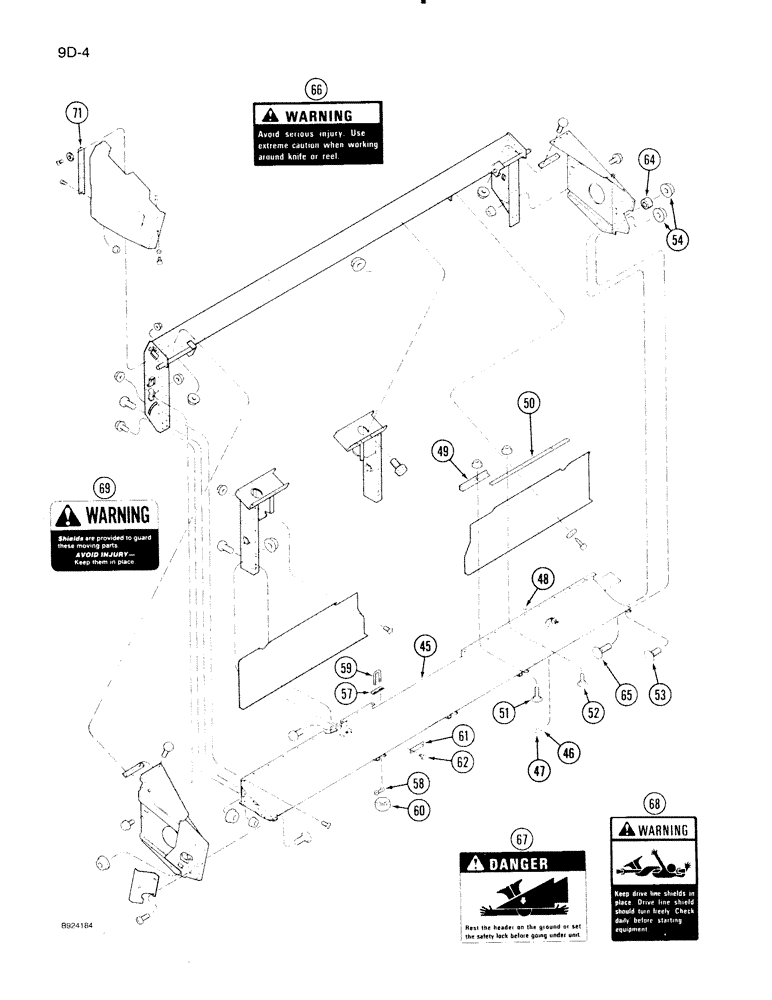 Схема запчастей Case IH 1020 - (9D-04) - MAIN FRAME, 15, 16-1/2, 17-1/2 AND 20 FOOT HEADER (58) - ATTACHMENTS/HEADERS